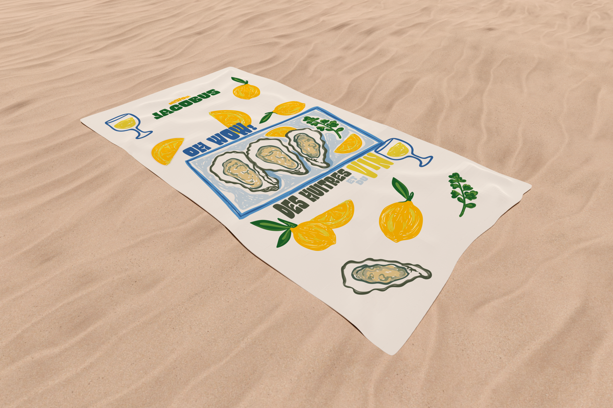Serviette de Plage HUITRES ET VIN