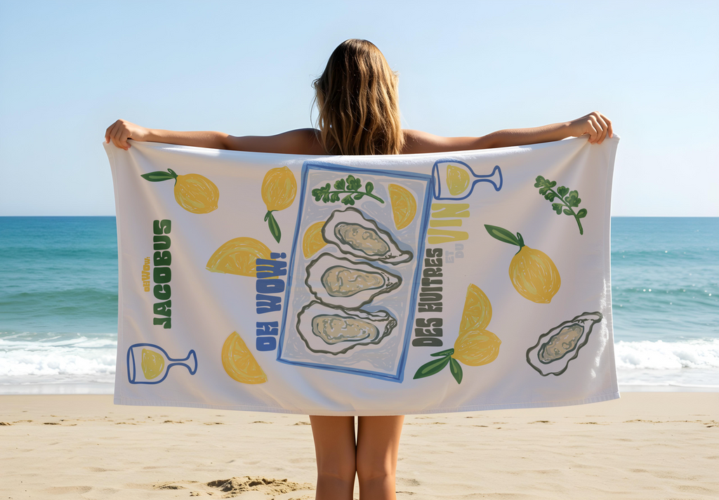 Serviette de Plage HUITRES ET VIN